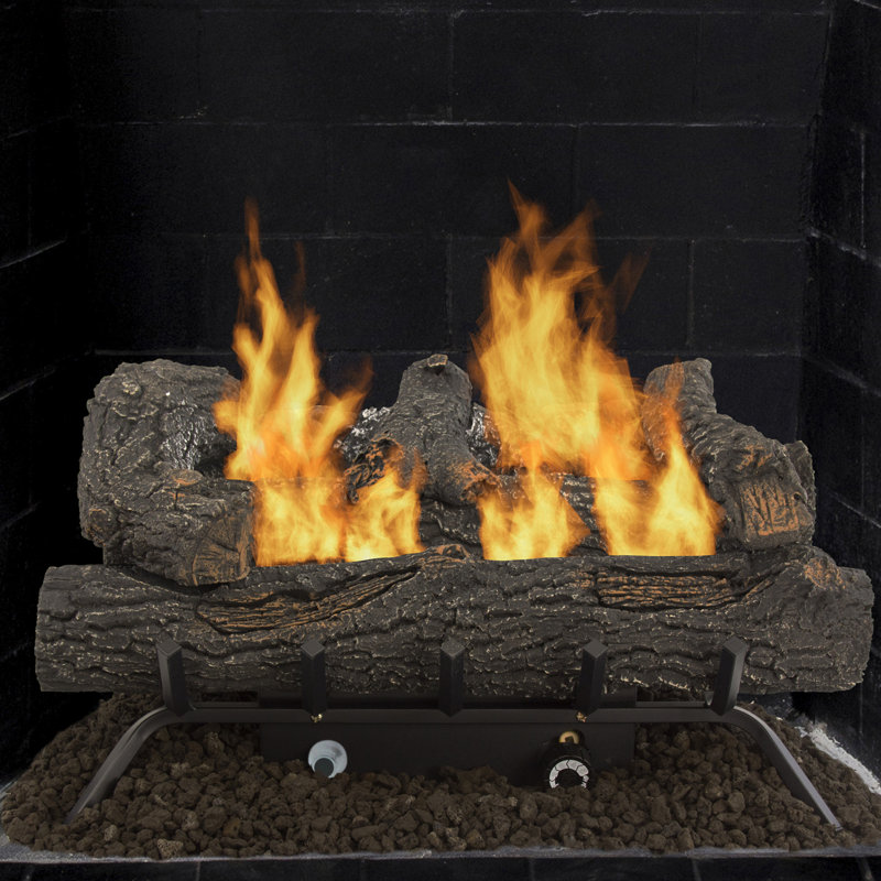 Pleasant Hearth Southern Oak Vent Free Natural Gas/Propane Fireplace Log Set & Reviews Wayfair
